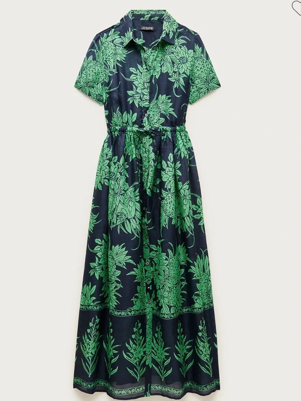 NWT Tall Cerise Shirt-Dress in Pineapple-Print Ramie 14 - Picture 1 of 12